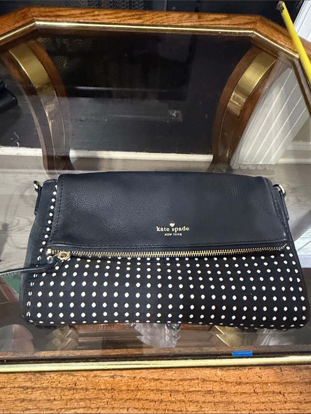 kate spade Black and White Polka Dot Foldover Clutch